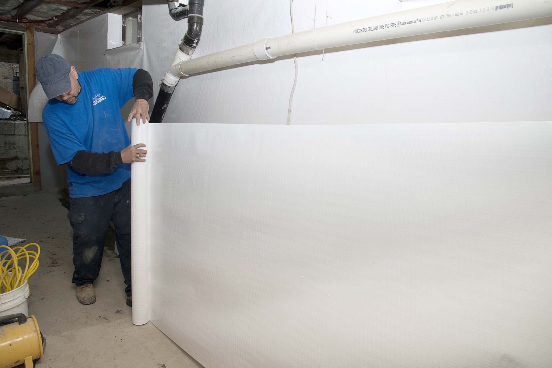 Basement Wall Vapor Barrier Installation Near Greenville, Durham