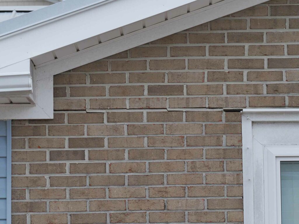 external exterior crack in brick